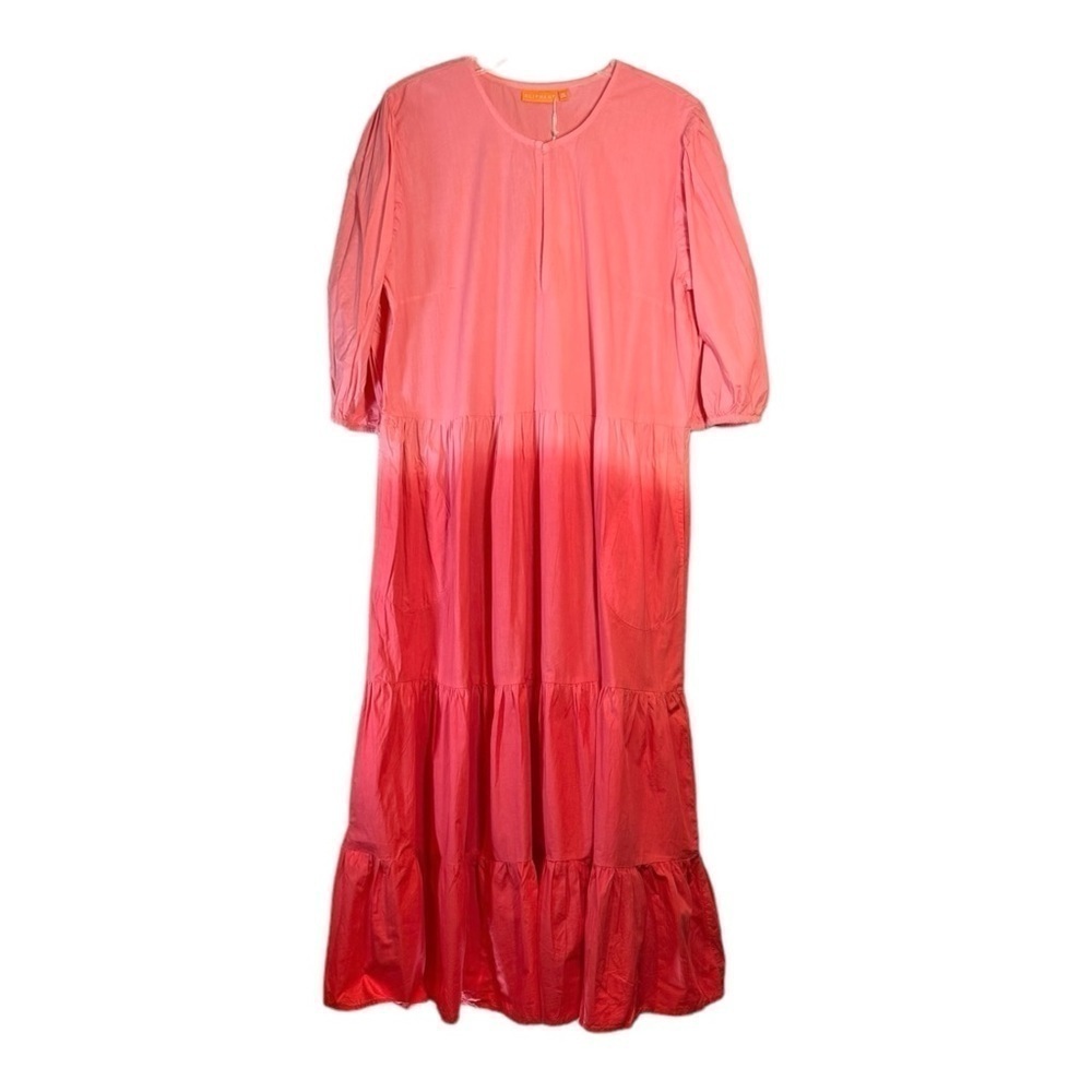 Oliphant Puff V-Neck Maxi in Ombré Red NWT